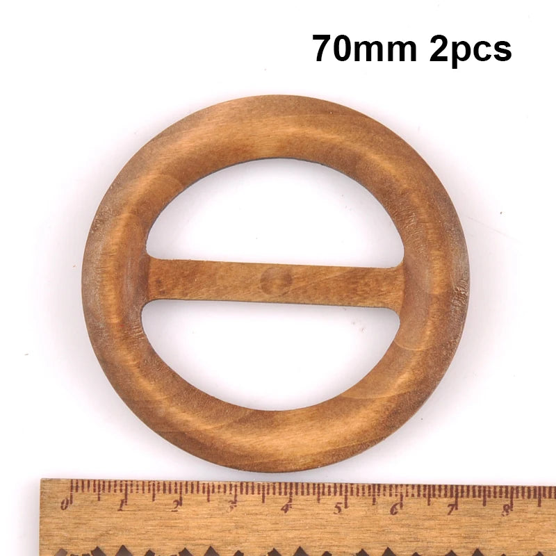 Wooden Round Ring Belt Buckle For Clothes Bag Accessories Apparel Garment Ornament Handmade DIY Accessories Windcoat Decor m2591 Qme 70mm 2pcs