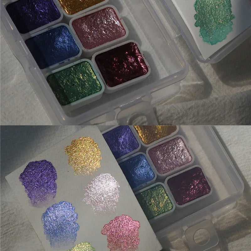 1 Set Watercolor Nail Gel Polish Pigment Solid Pearl Shimmer Paint Mirror Nail Art Glitter Solid Paint Painting Decor Manicure Qme