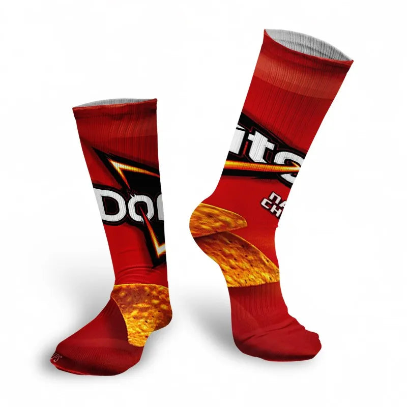 Creativity Long Socks Female Art 3D Printed Potato Chips Tomato Qme