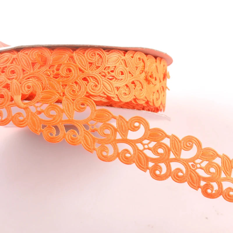 2.5cm Flower Ribbons For Crafts DIY Embroidered Decoration Sewing Accessories Scrapbooking Lace Ribbon Handmade Materials c2422 Qme 16 5 yards