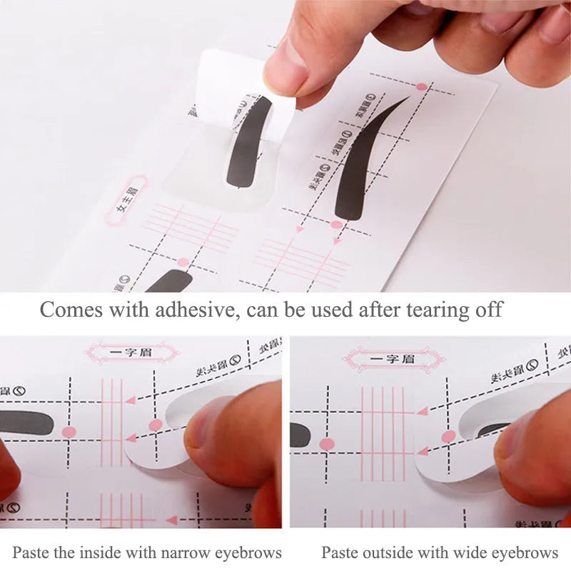 New 24Pairs/Set Lazy Quick Eyebrow Stickers Eyebrow Card Template Eyebrow Guide Tattoos Makeup Tools Full Set of Eyebrow Cards Qme