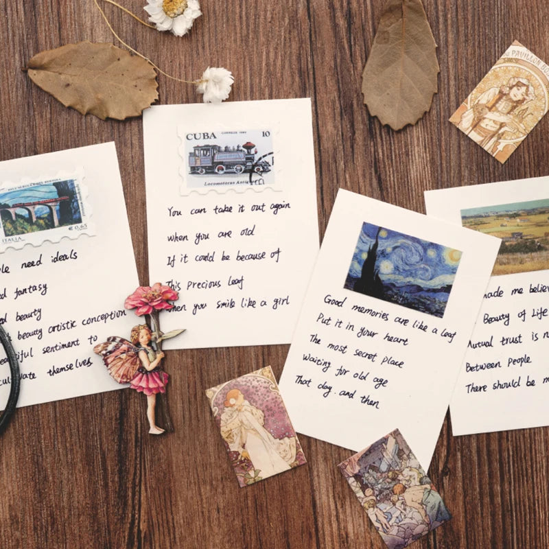 100pcs/Box Vintage Paper Kraft Cardstock Scrapbooking/Card Making/Journaling Project DIY Diary Decoration LOMO Card Van Gogh Qme