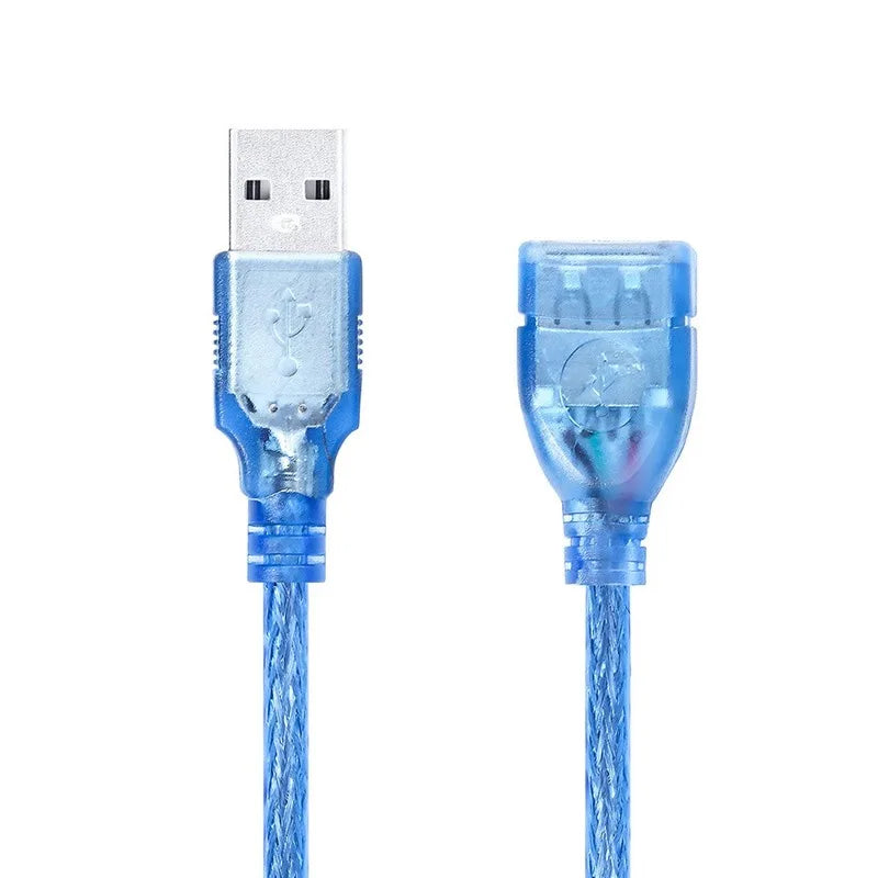 All Copper 1.5m Transparent Blue USB Extension Data Cable USB2.0 Male To Female A/F with Shielded True Magnetic Ring Qme