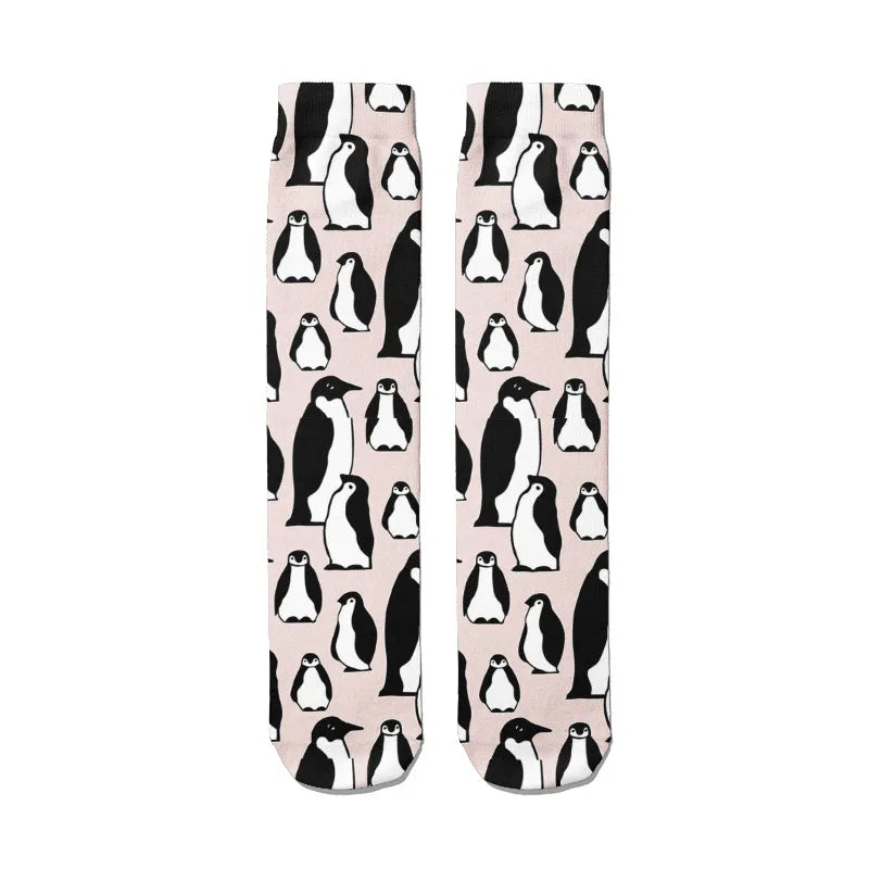 3D Cartoon Penguin Socks Women Funny Kawaii Cotton Long Casual Dress Qme style3 One Size China Mainland