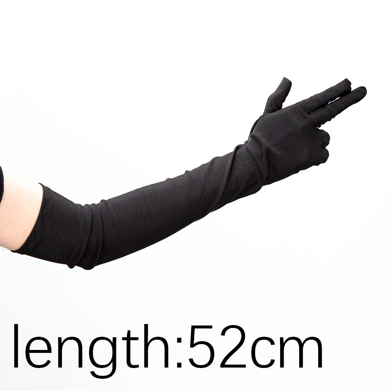Classic Adult Black Opera Elbow Wrist Stretch Satin Finger Long Qme