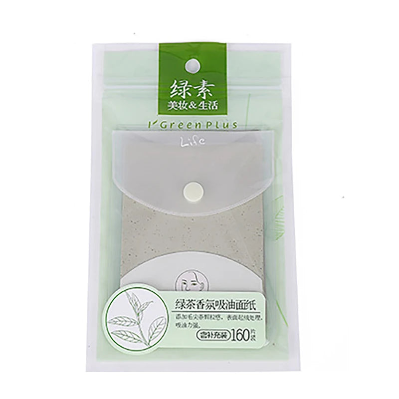 160Pcs Protable Facial Absorbent Paper Oil Control Wipes Green Tea Sheet Oily Face Blotting Matting Tissue Makeup Facial Clean Qme Green Tea