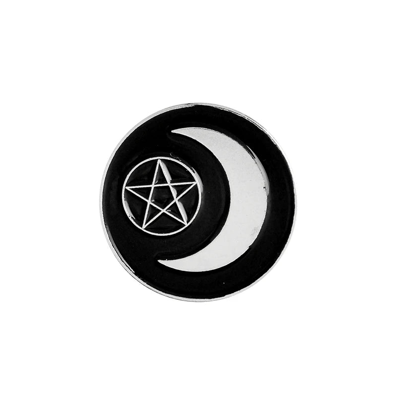 Witch Enamel Pins Collection Witch Hat and Cat Frog Pins Up Crescent Moon Black Gothic Lapel Pin Wiccan Brooches Witches Jewelry Qme style 18