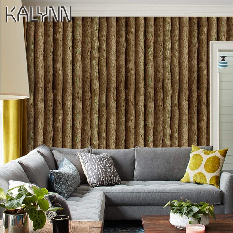 Vinyl 3D Log Cabin Self Adhesive Wallpaper 6m Peel Stick Contact Qme