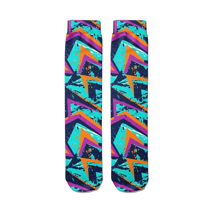 3D Graffiti Women Socks Street Cotton Art Creative Fashion Classic Qme style1 One Size China Mainland