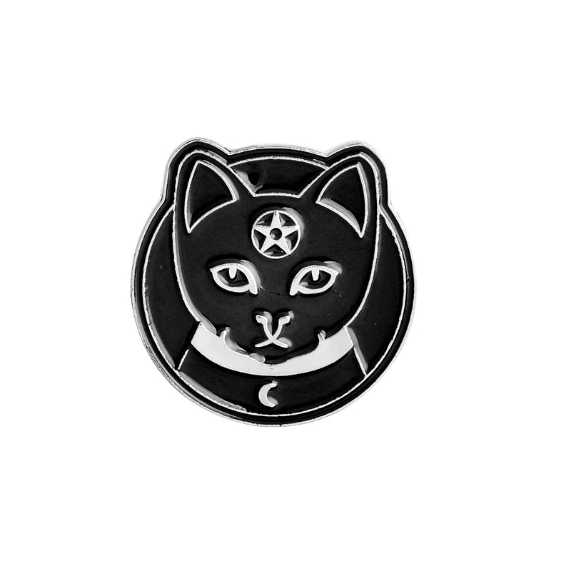 Handmade Punk Witch Ouija Moon Tarot BooK New Goth Style Lapel Enamel Pins Badge Denim Jacket Jewelry Gifts Brooch for Women Men Qme WITCH KITTY
