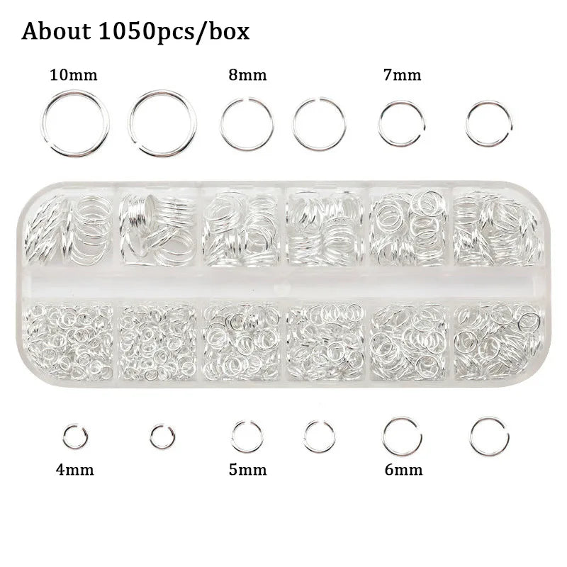 Jewelry Findings Set open jump rings Loose spacer beads Earring hooks Rubber Earring Backs for Jewelry Making DIY handicraft Qme 11