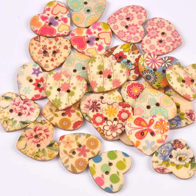 2 Hole Vintage Mixed Cartoon Painting Wooden Buttons For Clothes Sewing Crafts Scrapbooking DIY Kid Apparel Supplies 25pcs m1893 Qme 6