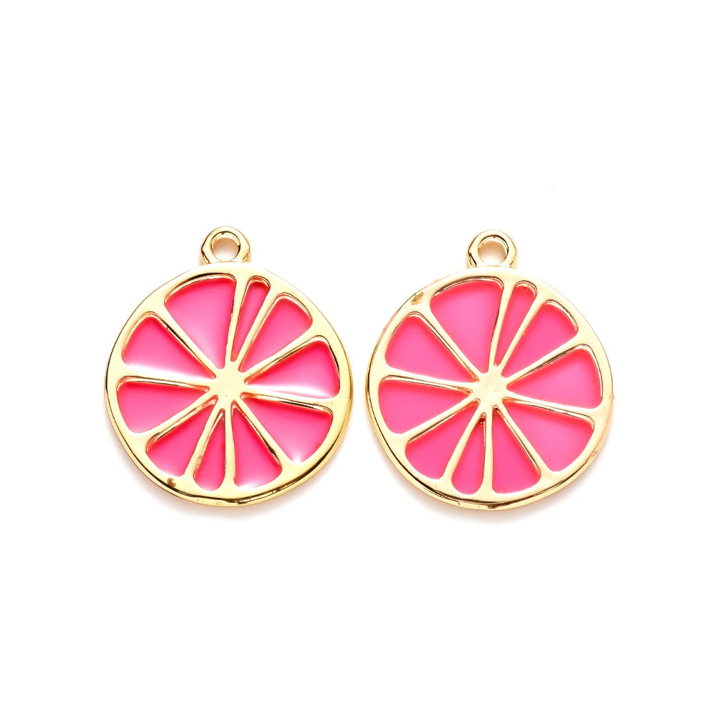 PandaHall 10Pcs Fruit Alloy Pendants Lemon Slices Charms For Key Chain Earrings Jewelry DIY Making 26.5x23x1.6mm, Hole: 2mm Qme