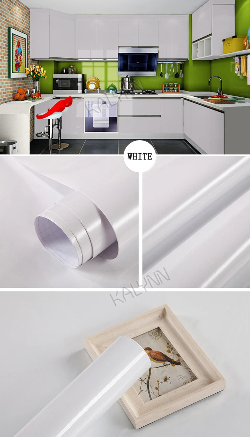 DIY Decorative Film PVC Self Adhesive Wall Paper Furniture Renovation Qme WHITE 10mx40cm