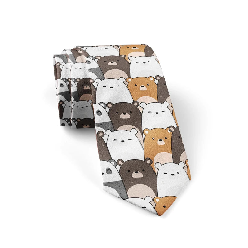 Men's Cute Print Tie Men Women Colourful Polyester Necktie Cat Dog Qme style5 China Mainland