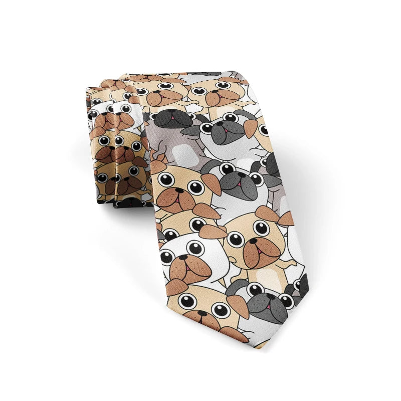 Men's Cute Print Tie Men Women Colourful Polyester Necktie Cat Dog Qme style6 China Mainland