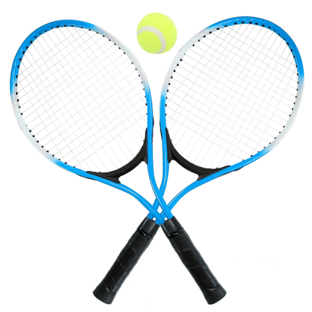 Set of 2 Kid's Tennis Racket For Tennis Racket Training Carbon Fiber Top Steel Material Tennis String With Free Tennis Ball Qme 2 Blue Racket 1 ball China Mainland