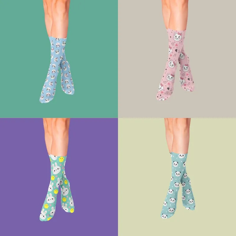 Creative Korean Cartoons Cute Panda Women's Socks Casual Cotton Funny Qme