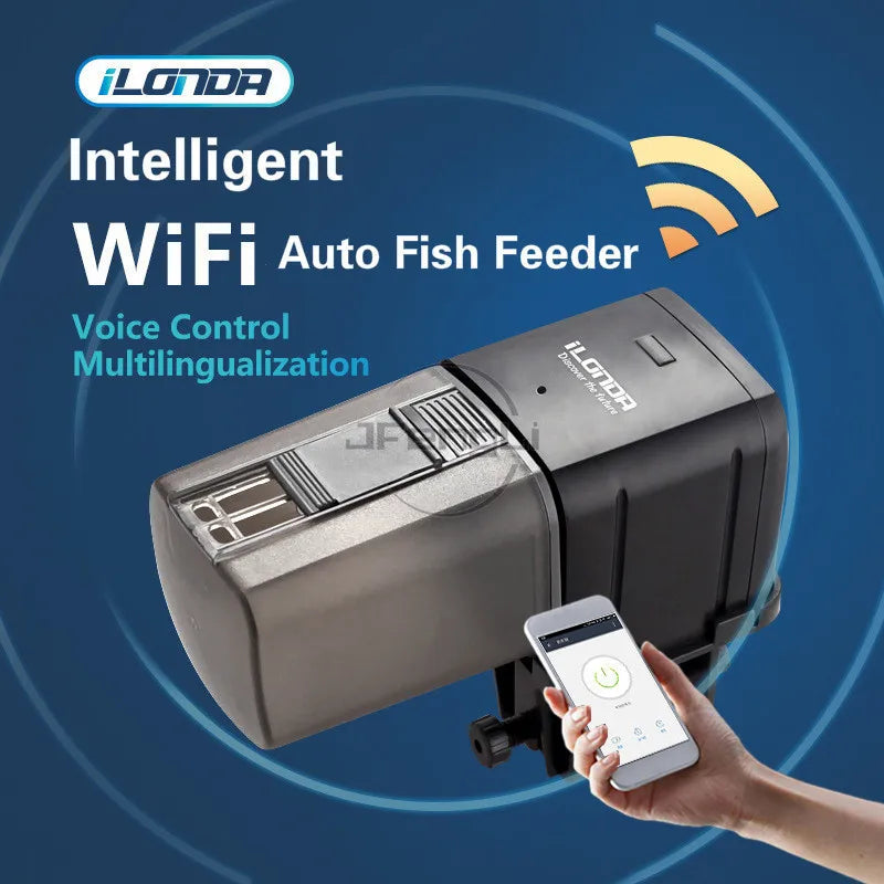 Ilonda Wifi Fish Feeder Organ Smart Control Aquarium Tank Automatic Feeding Device Timing Fishing Equipment Accessories Carp Qme