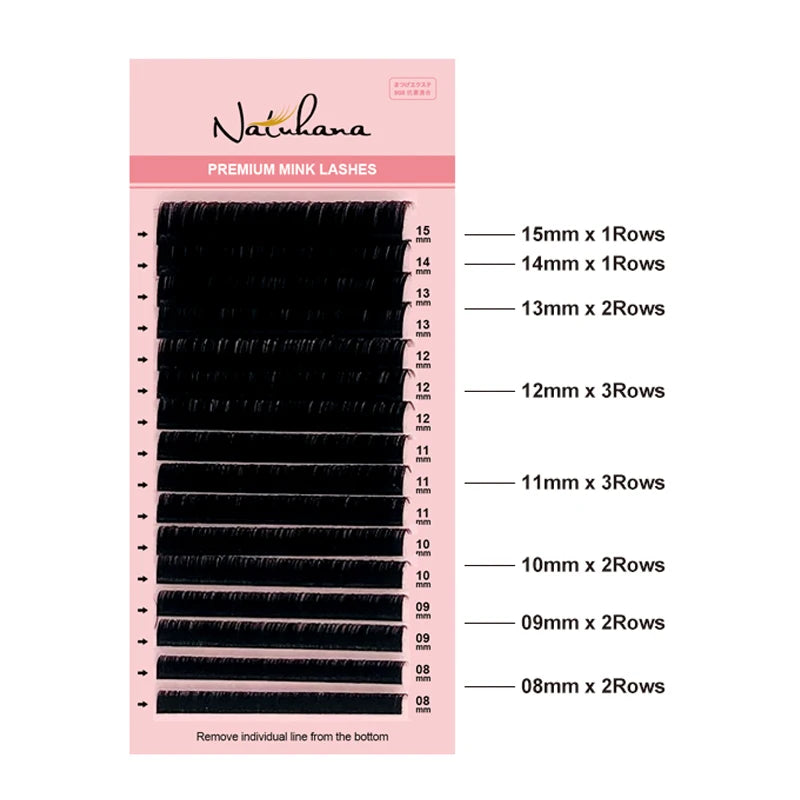 NATUHANA 8- Mix Length False Eyelash Extension Individual Synthetic Qme