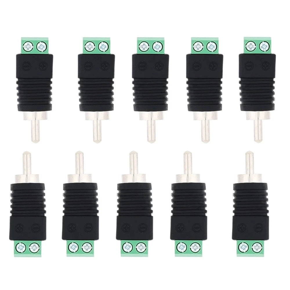 10PCS/LOT Coax Cat5 Cat6 to RCA Male Jack CCTV Camera Audio Terminal Plug Balun Connector Qme