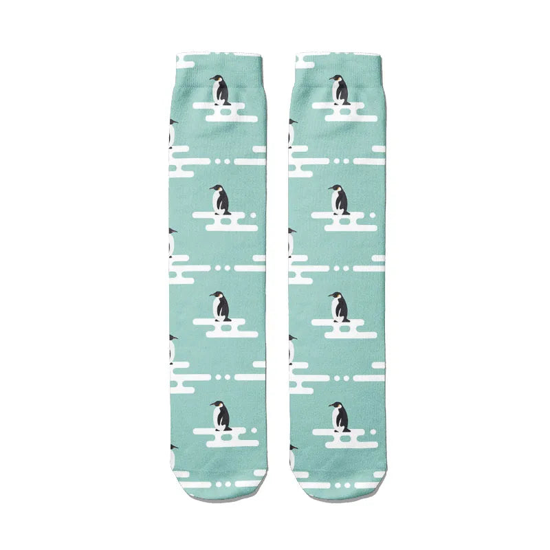 3D Cartoon Penguin Socks Women Funny Kawaii Cotton Long Casual Dress Qme style5 One Size China Mainland