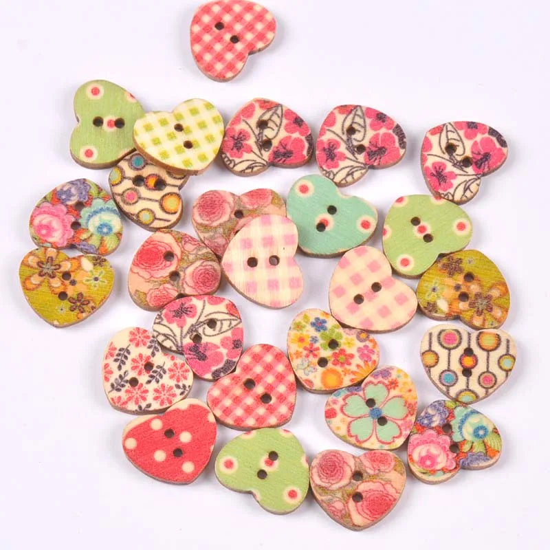 2 Hole Vintage Mixed Cartoon Painting Wooden Buttons For Clothes Sewing Crafts Scrapbooking DIY Kid Apparel Supplies 25pcs m1893 Qme 12