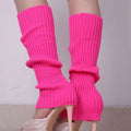 Women Knit Winter Leg Warmers Loose Style Lady Boot Knee Stockings Leggings Warm Boots Leg Punk Solid Black Cool Knit Long Socks Qme Rose red Length -40cm