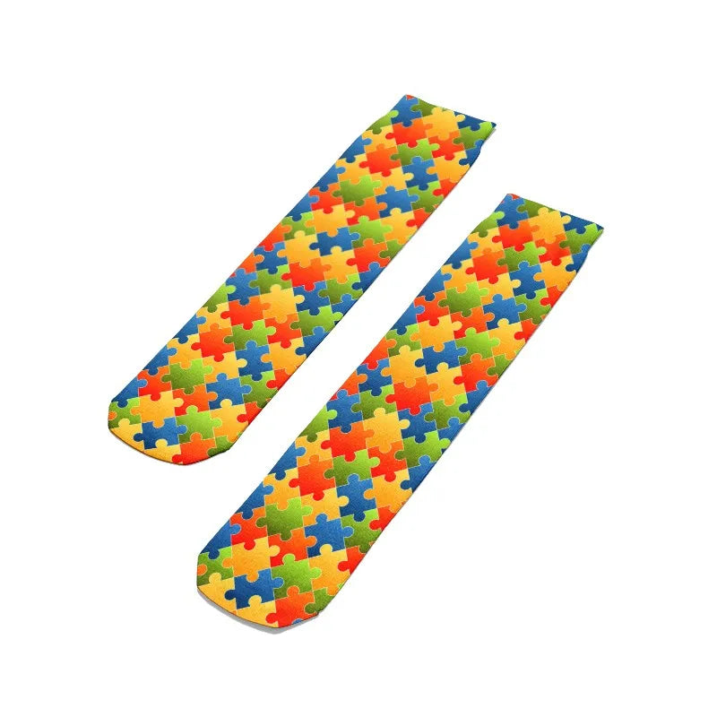 Classic Women Socks Casual Comfortable Puzzle Happy Business Party Qme