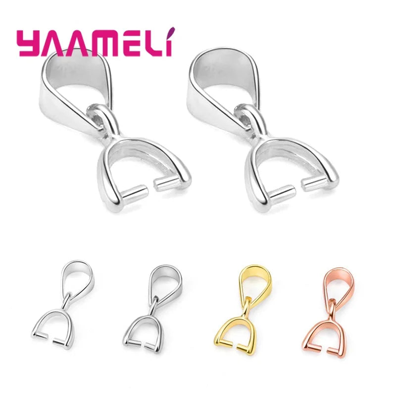 925 Sterling Silver Color DIY Handmade Jewelry Findings Pendant Pinch Bail Clasp Necklace Hook Clip Connector Fashion Accessory Qme