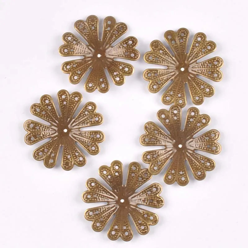 20pcs 40mm silver/gold/bronze Metal Crafts Wraps Filigree Flowers Connectors For Scrapbook DIY Home Decor Handicraft yk0762-2 Qme