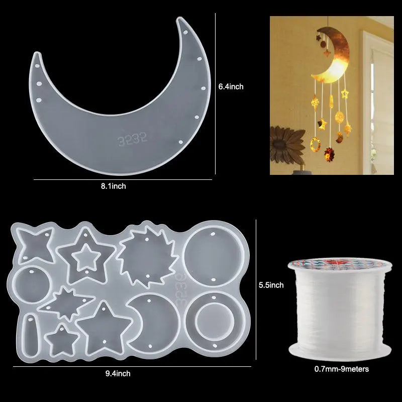 Epoxy Silicone Mold Set Jewelry Casting Mold Kit with Hand Drill, Glitter Sequins and Tools for Pendant Earring Keychain Making Qme 2