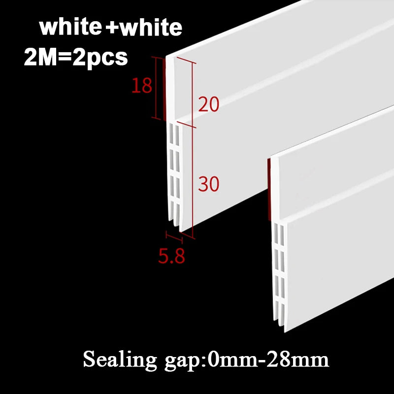 2 Pack Door Bottom Weather Stripping Draft Blocker Self Adhesive Silicone Flexible Seal Tape Dust and Noise Insulation Strip Qme White 2 pack