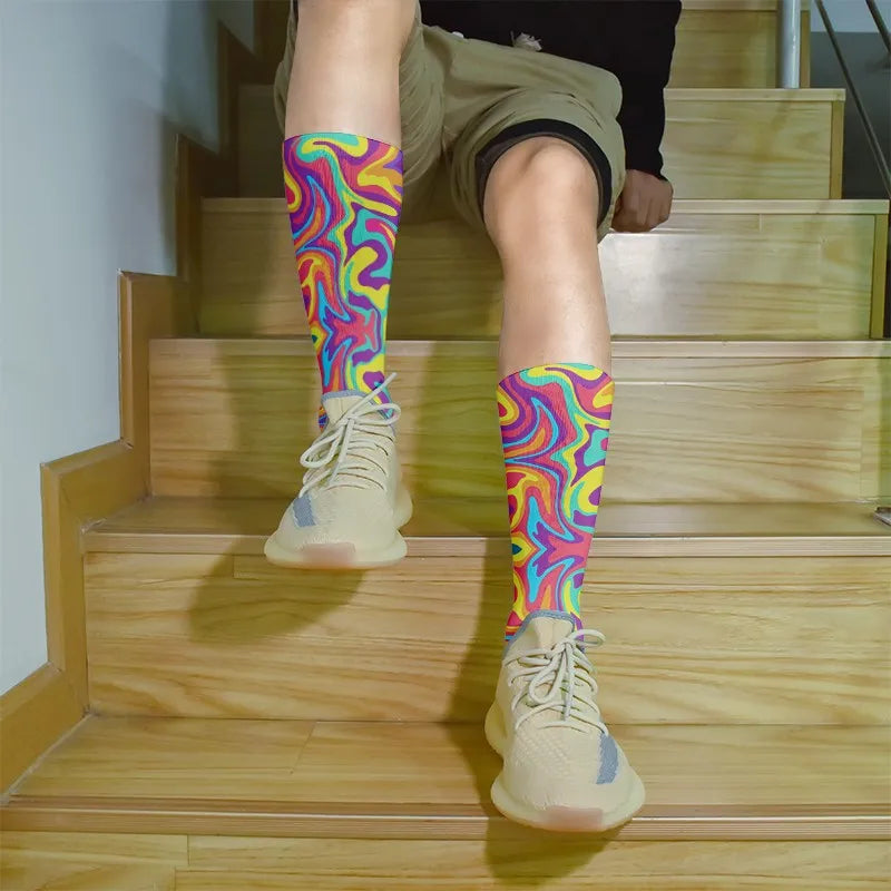 Fashion Graffiti Hip-hop Socks Novelty Print Couple Cotton Women Qme