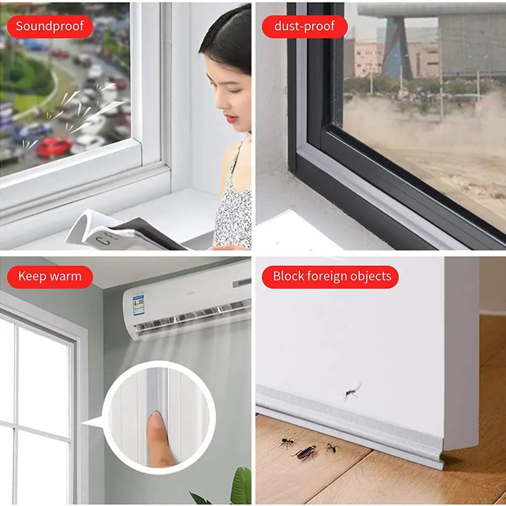 4M Window Draft Stopper Self Adhesive Insulation Seal Strip Cuttable Dustproof Door Side Weather Stripping Soundproof Foam Qme