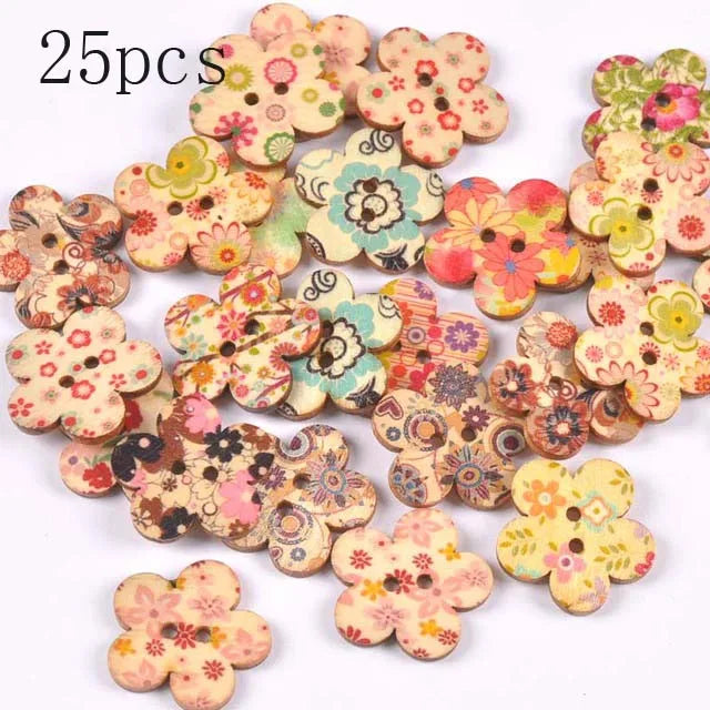 36 styles Cartoon Painting Wooden Buttons for Crafts Scrapbooking Sewing Clothes Button DIY Kid Apparel Supplies 15-35mm Qme m1893-2 25pcs