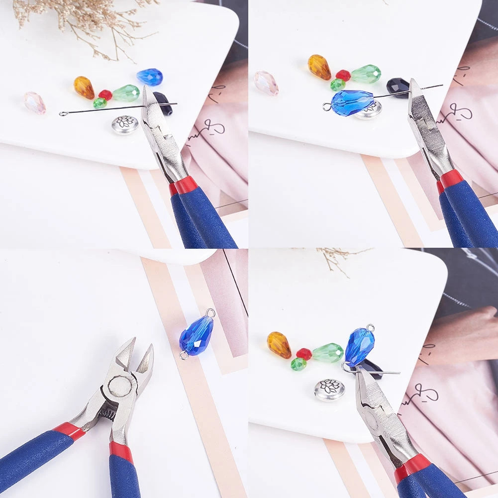 Pandahall Jewelry Pliers Sets Carbon-Hardened Steel Side Cutting Round/Bent/Long Chain Nose Pliers DIY Making Jewelry Tools Qme