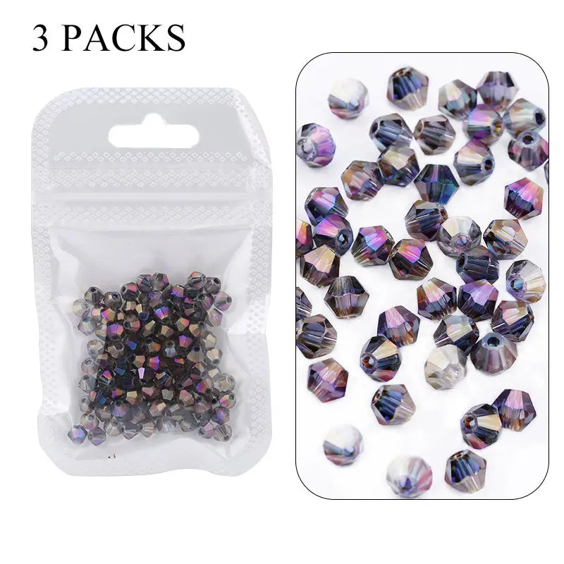 4mm Shiny AB color Crystal Bicone Beads Glass Jewelry Beads Loose Spacer Beads earring bracelet making Jewelry Accessories DIY Qme 9