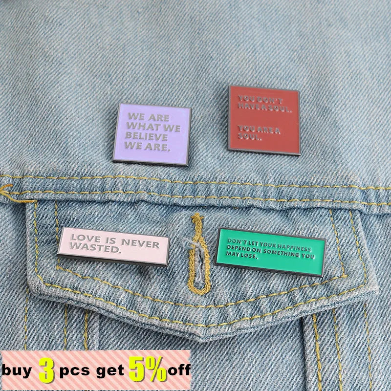 Philosophical Phrases of Life Enamel Pins Wholesale Live Actively Brooch Bag Word Lapel Pin Encouraging Badge Jewelry Gift Qme