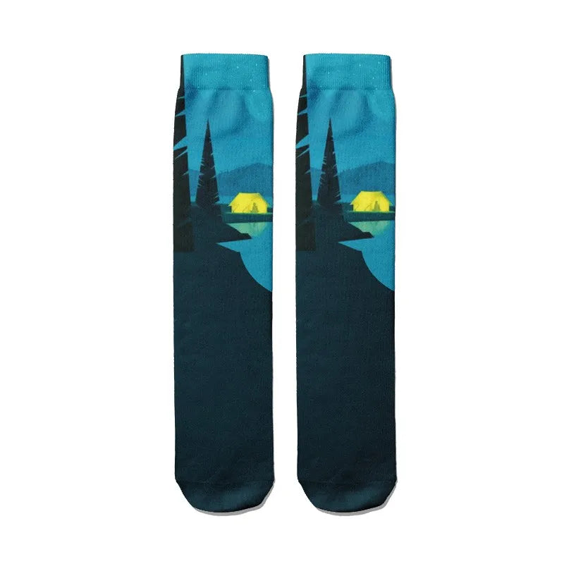 Novelty Hip Hop Harajuku Socks Cartoon Lighthouse Personalized Kawaii Qme style5 One Size China Mainland
