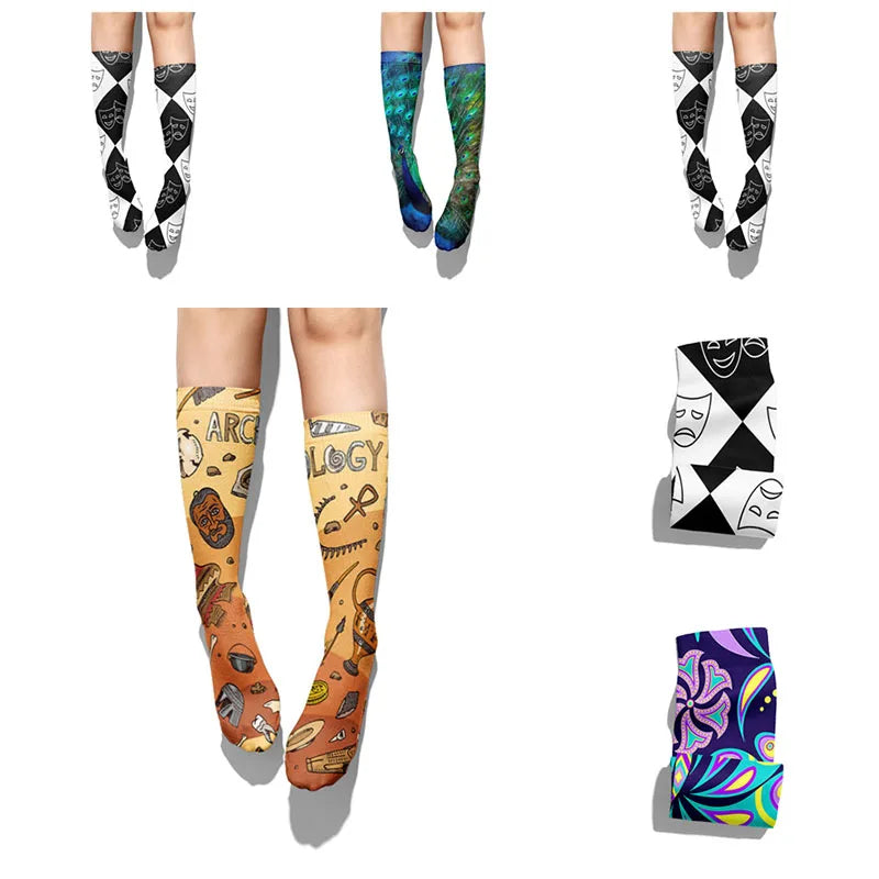 Novelty Funny Peacock Graphic Socks Women Straight Sock Unisex Qme