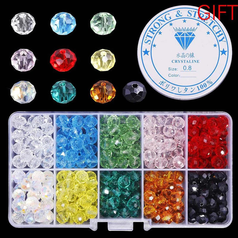 Wholesale Best Selling 10 Colors Crystal Beads Round Glass Beads Faceted Loose Beads With Container Box for Jewelry Making Qme