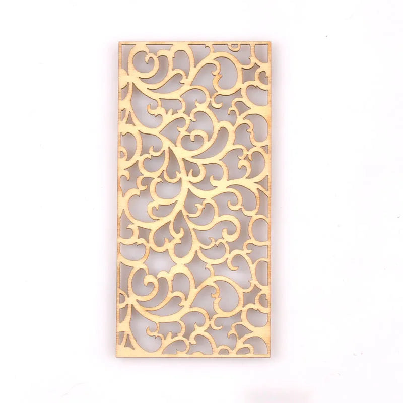 5Pcs/lot Natural Wood Decoration For DIY Scrapbook Crafts Hollow Rectangle Wooden Handmade Ornaments Home Embellishment m2559 Qme 16