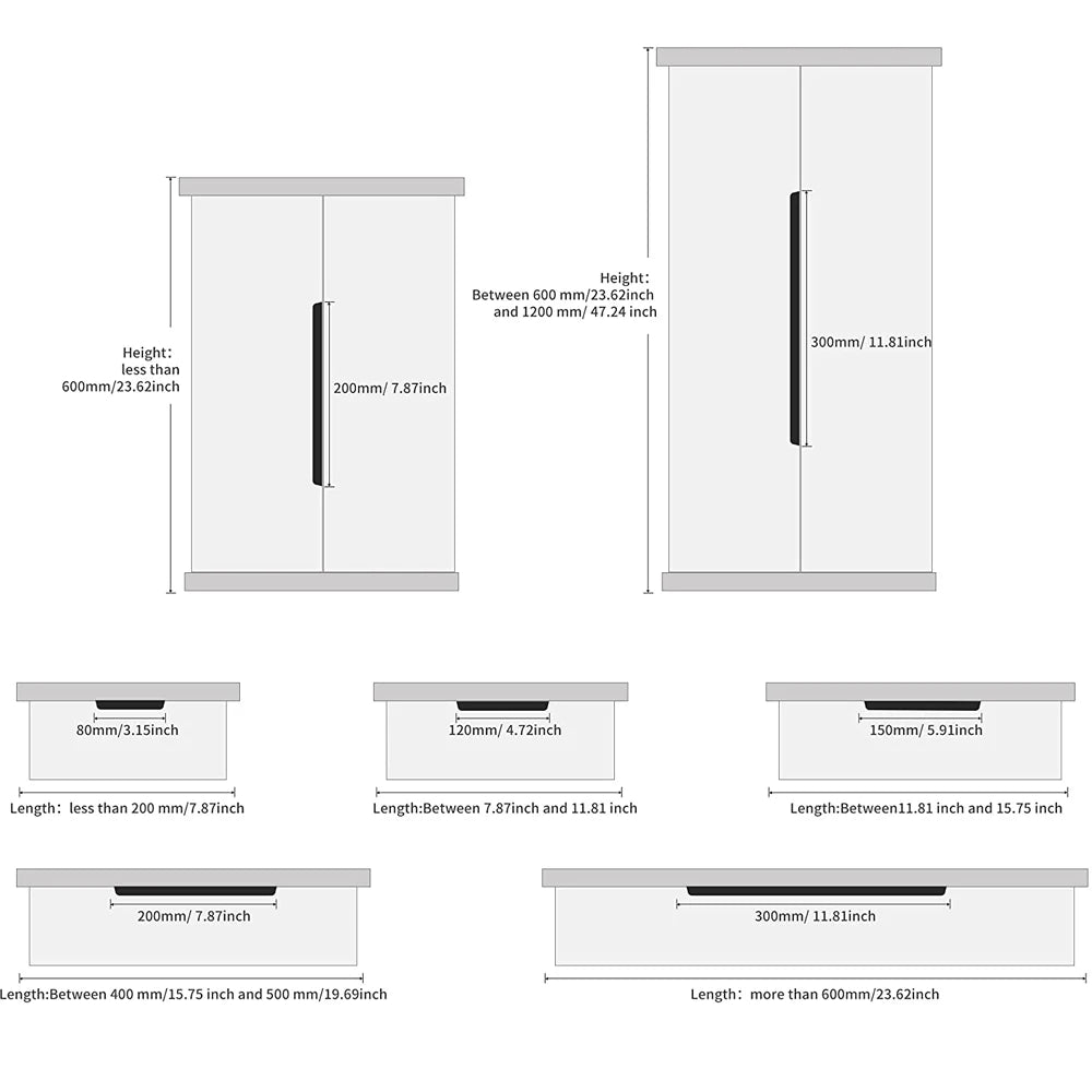 Hidden Furniture Drawer Handles Kitchen Cabinet Door Black Handle Aluminum Alloy Modern Style Finger Edge Wardrobe Pulls Qme