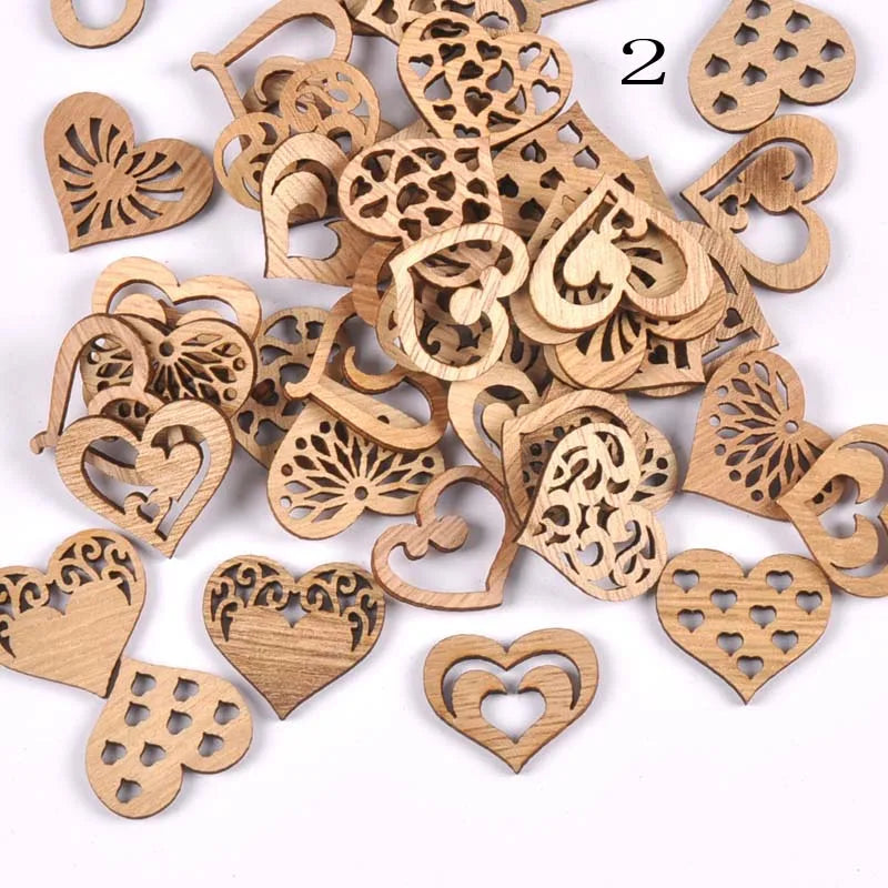 50Pcs Mix Pattern Wood Slices DIY Scrapbook Crafts Supplies Unfinished Wooden Home Decorations Handmade Ornament 25-30mm m2204 Qme 2