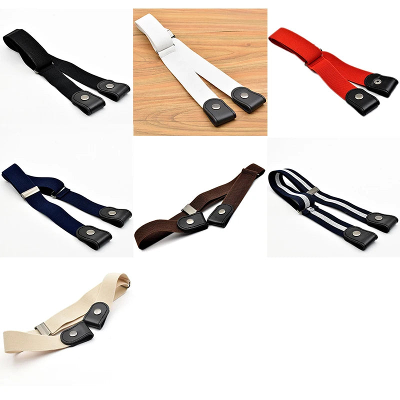 No Buckle Stretch Elastic Waist Belt Women Men Buckle-free Jean Pants Qme