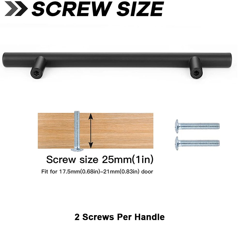 Kitchen Cabinet Pulls Furniture Drawer Handles Stainless Steel T Bar Straight Wardrobe Door Knobs Black Silver Cupboard Handle Qme