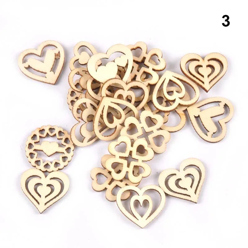50Pcs Mix Pattern Wood Slices DIY Scrapbook Crafts Supplies Unfinished Wooden Home Decorations Handmade Ornament 25-30mm m2204 Qme 3