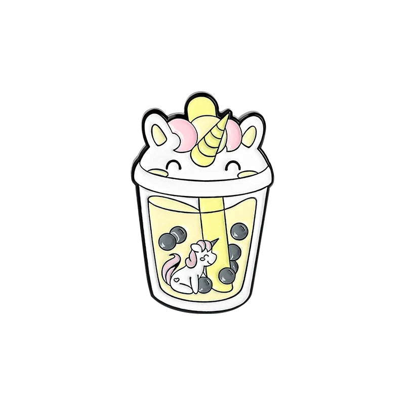 Cute Bubble Cat Penguin Boba Tea Enamel Pins Tapioca Milk Tea Lapel Pin Animal Badges Bag Kitty Brooches for Gift Wholesale Qme 6
