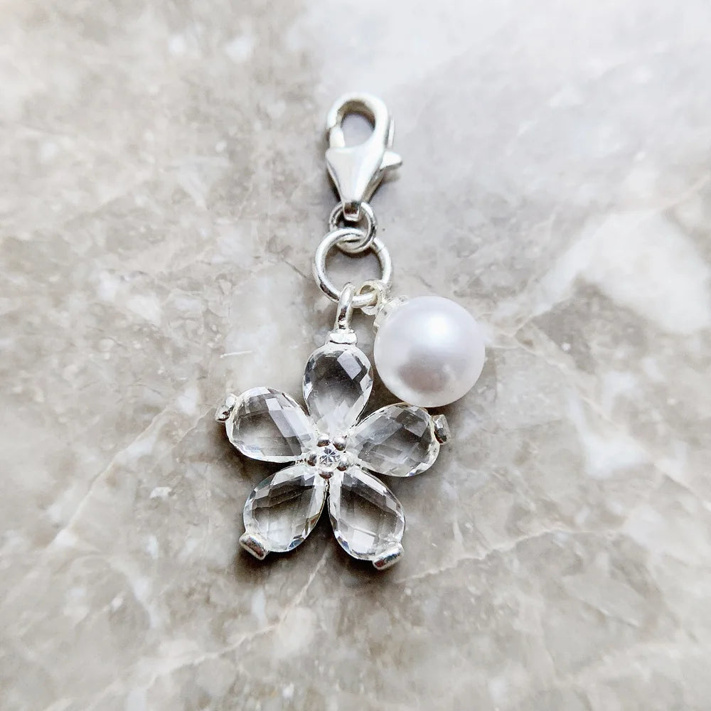 Charm Pendant Flower & Pearl Europe Accessories Club Jewelry For Women Spring Gift In 925 Sterling Silver Qme
